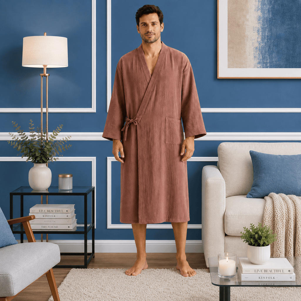 Kimono Homme Coton Léger avec Poches Mi-Saison