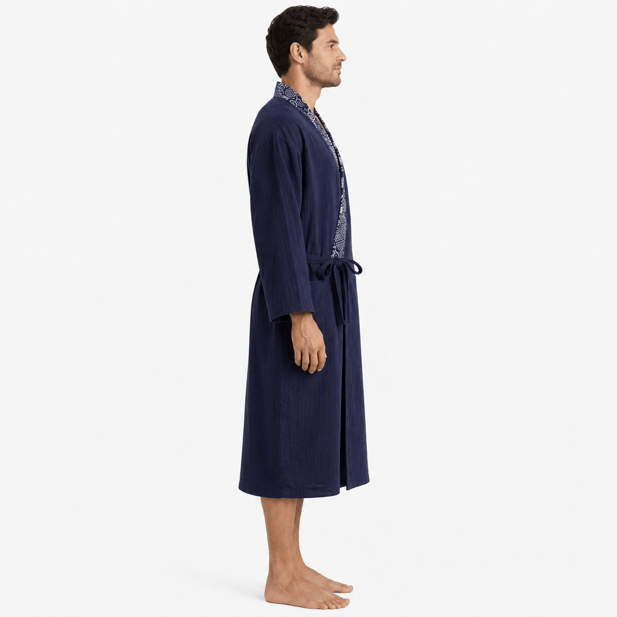 Kimono Homme Coton Léger Imprimé avec Poches Été