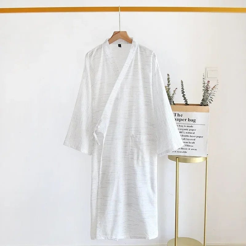 Kimono Homme Coton Rayé Long Grande Taille