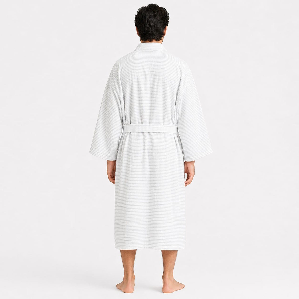 Kimono Homme Coton Rayé Long Grande Taille