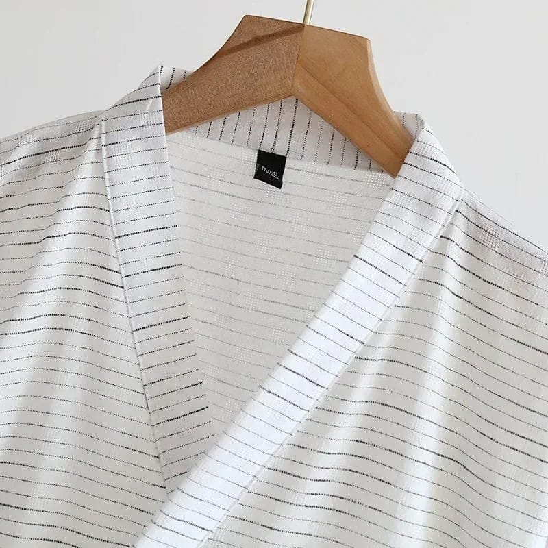 Kimono Homme Coton Rayé Long Grande Taille