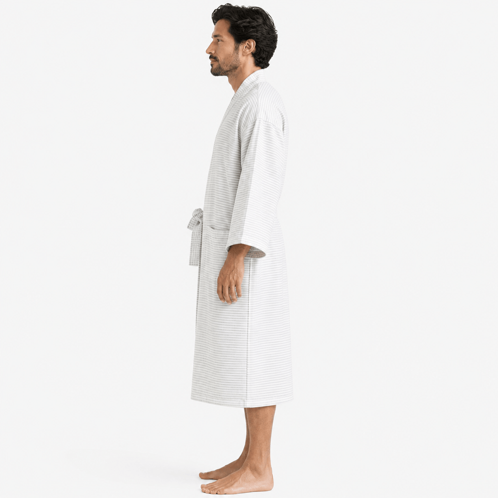 Kimono Homme Coton Rayé Long Grande Taille