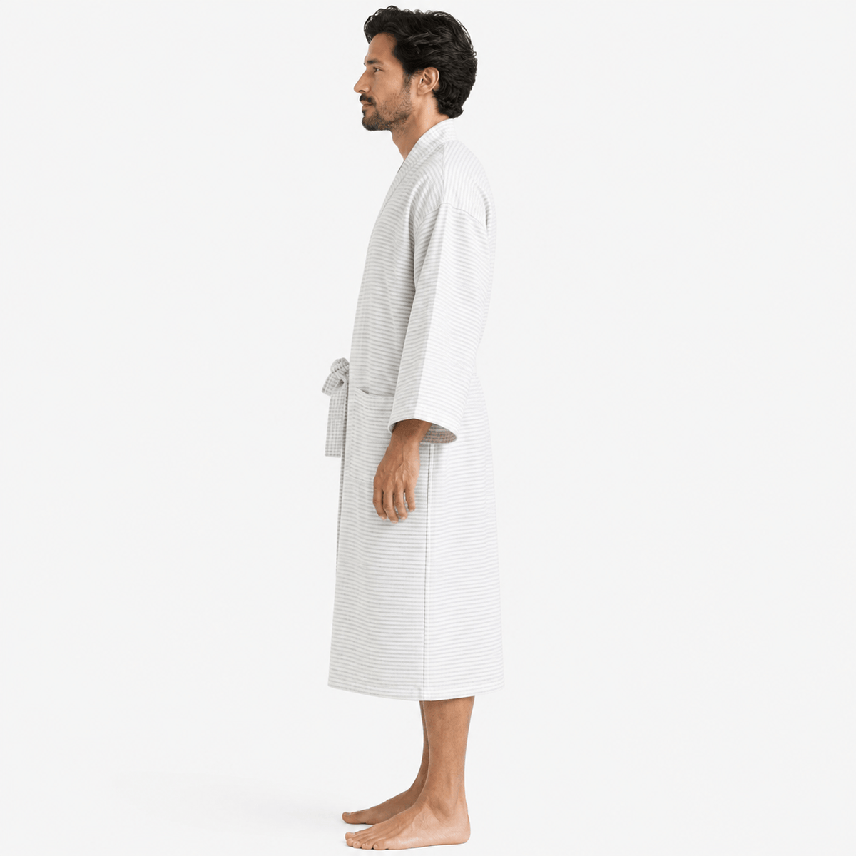 Kimono Homme Coton Rayé Long Grande Taille