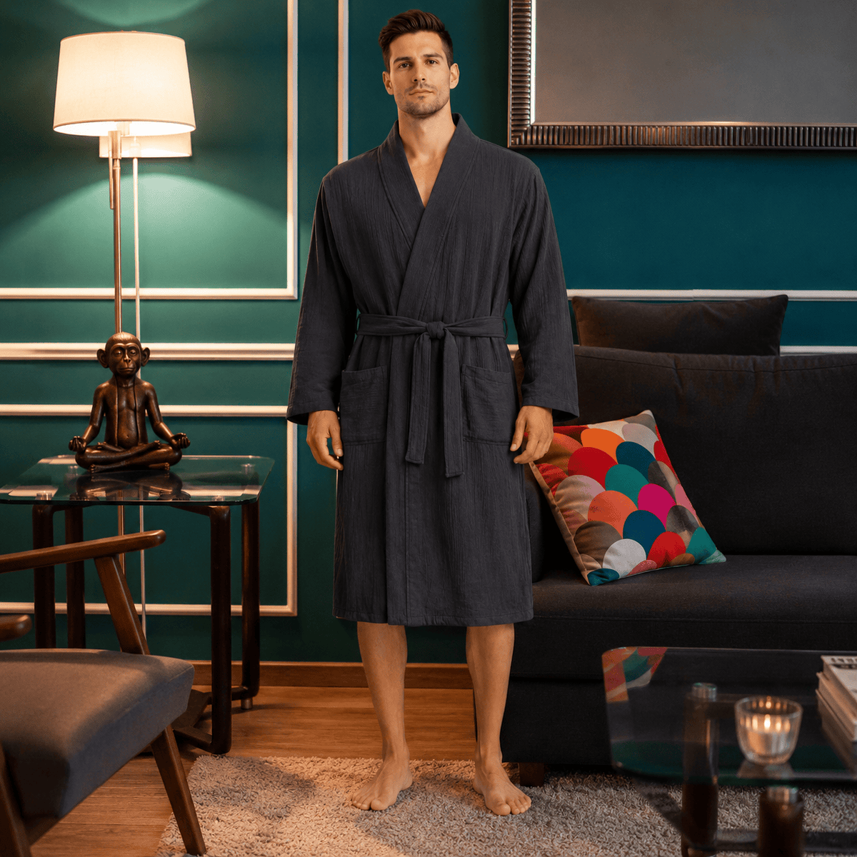 Kimono Homme Crêpe Uni Mi-saison