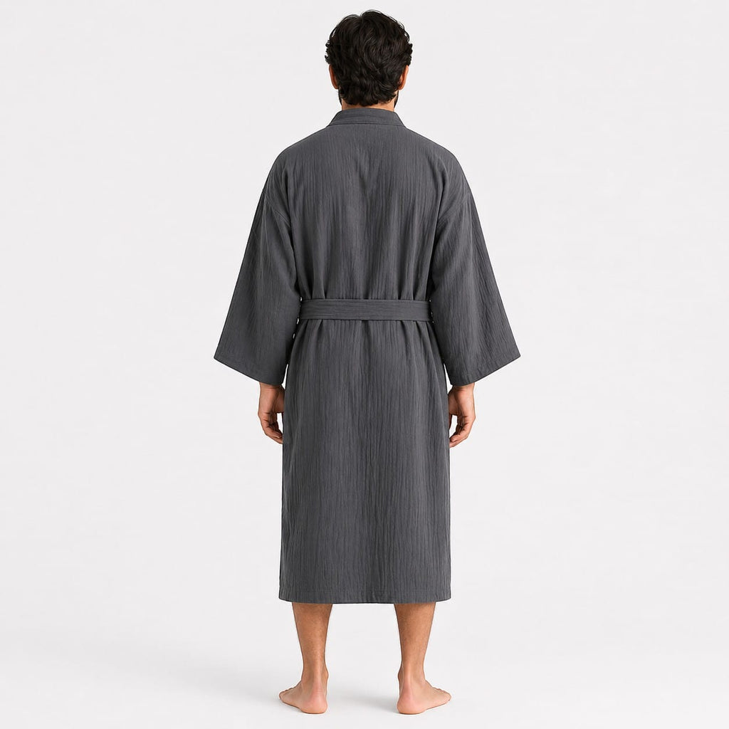 Kimono Homme Gris Grande Taille avec Poches