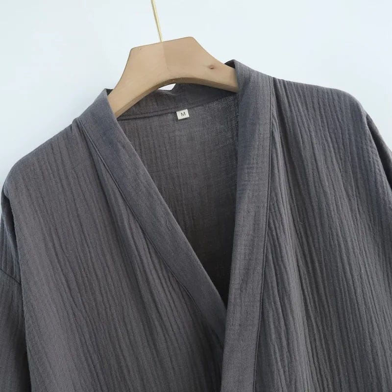 Kimono Homme Gris Grande Taille avec Poches