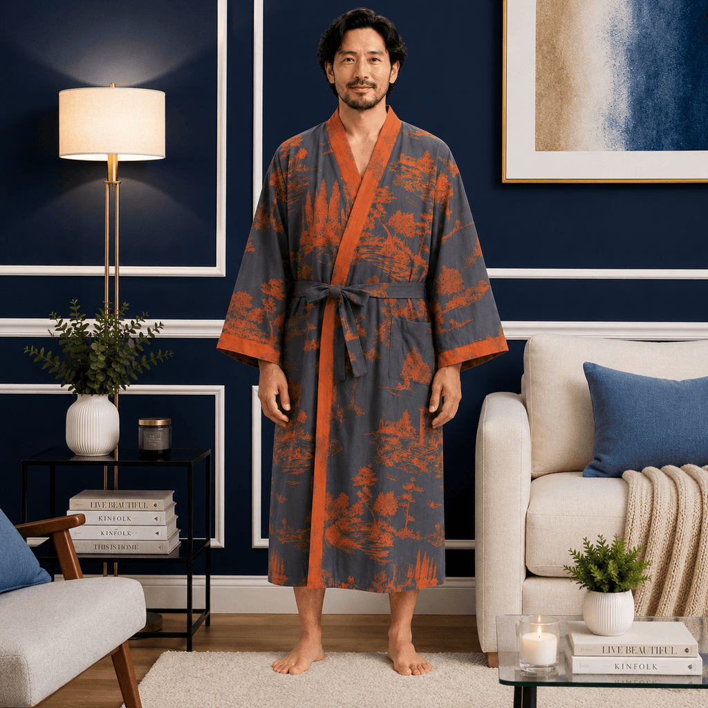 Kimono Homme Japonais Jacquard Tissé