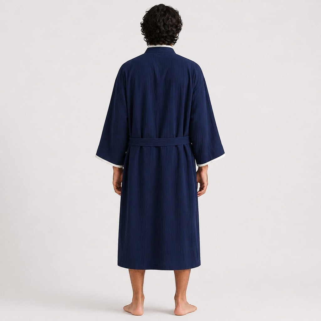 Kimono Homme Japonais Léger Uni Mi-Long