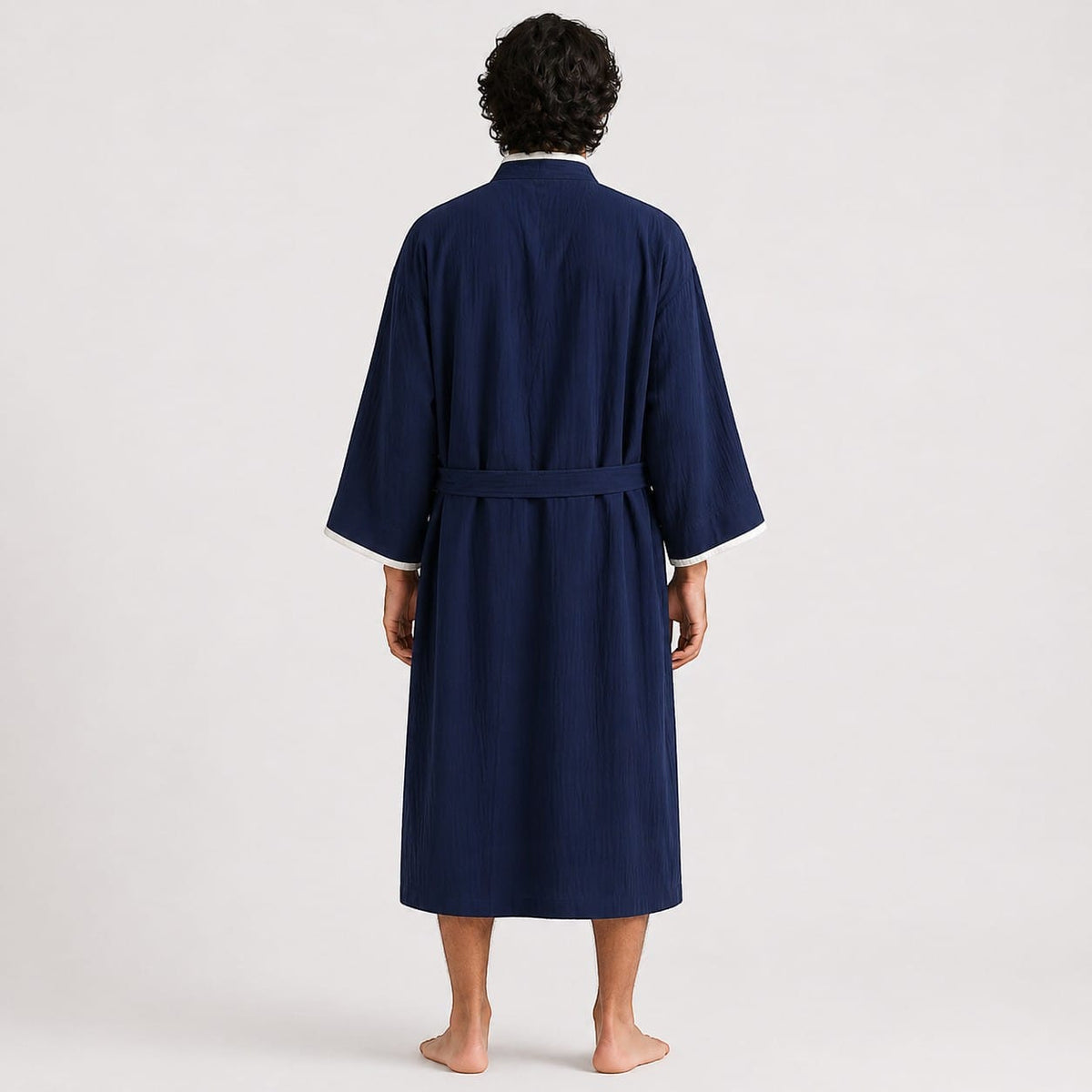 Kimono Homme Japonais Léger Uni Mi-Long