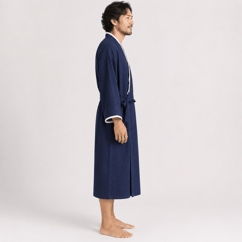 Kimono Homme Japonais Léger Uni Mi-Long