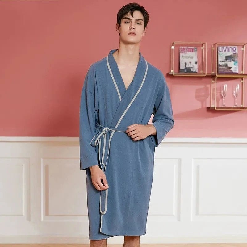 Kimono Homme Polaire Patchwork avec Ceinture Hiver