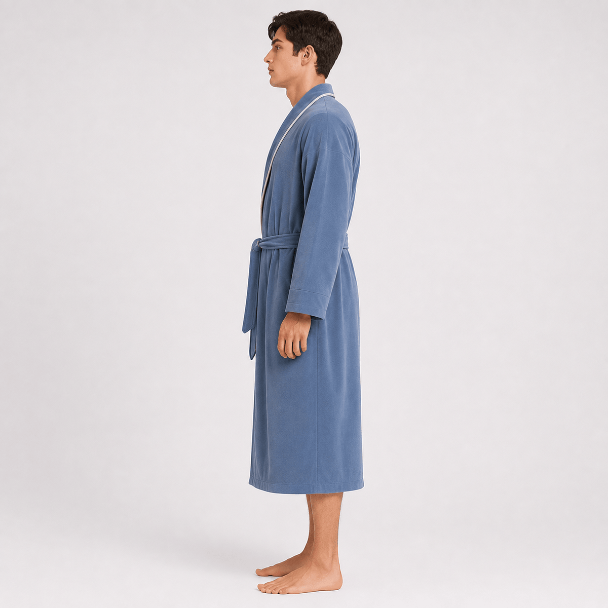 Kimono Homme Polaire Patchwork avec Ceinture Hiver