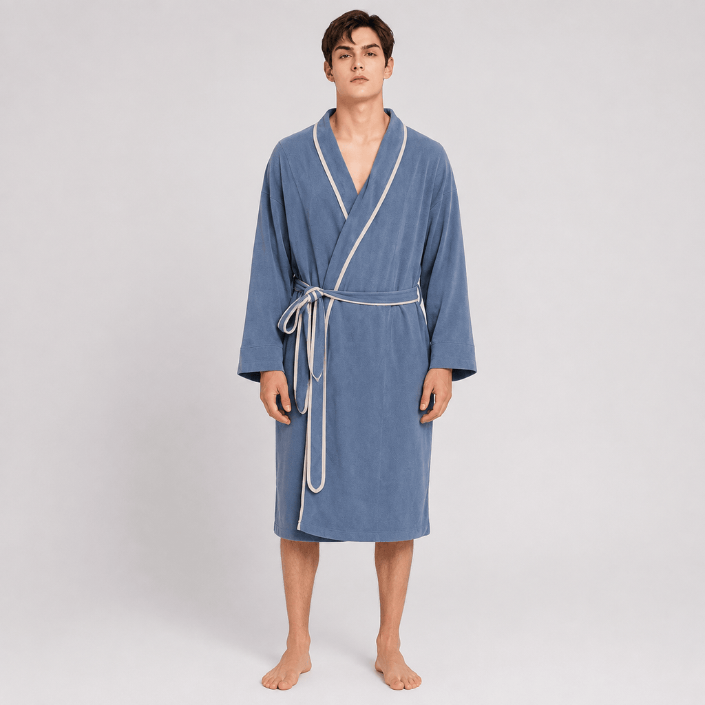 Kimono Homme Polaire Patchwork avec Ceinture Hiver