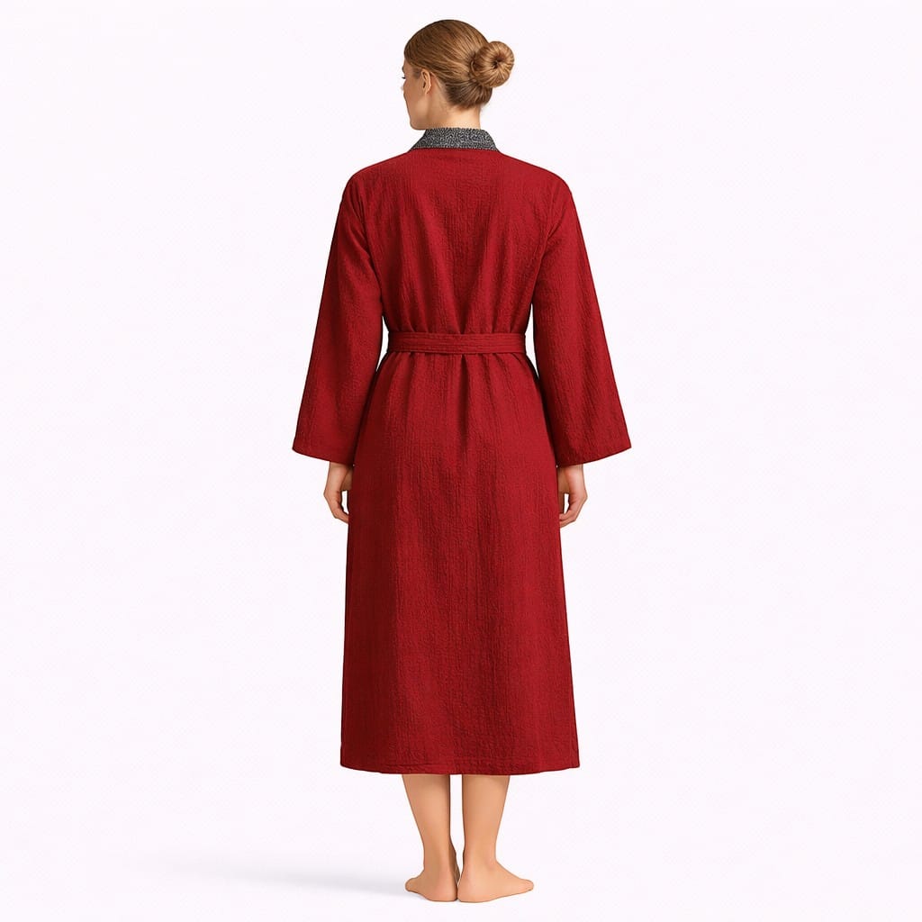 Kimono Japonais Femme Coton Uni Mi-Long Confort