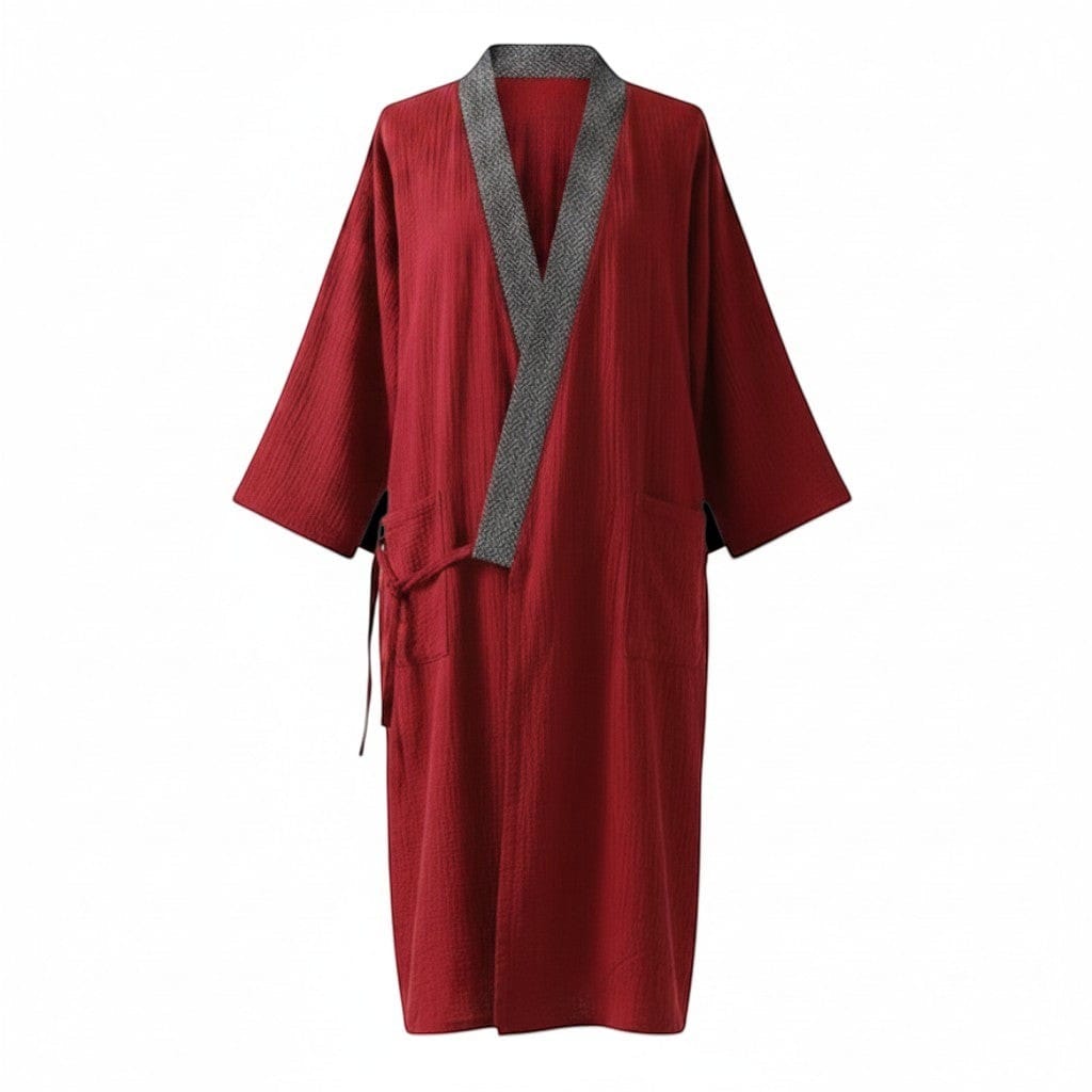 Kimono Japonais Femme Coton Uni Mi-Long Confort