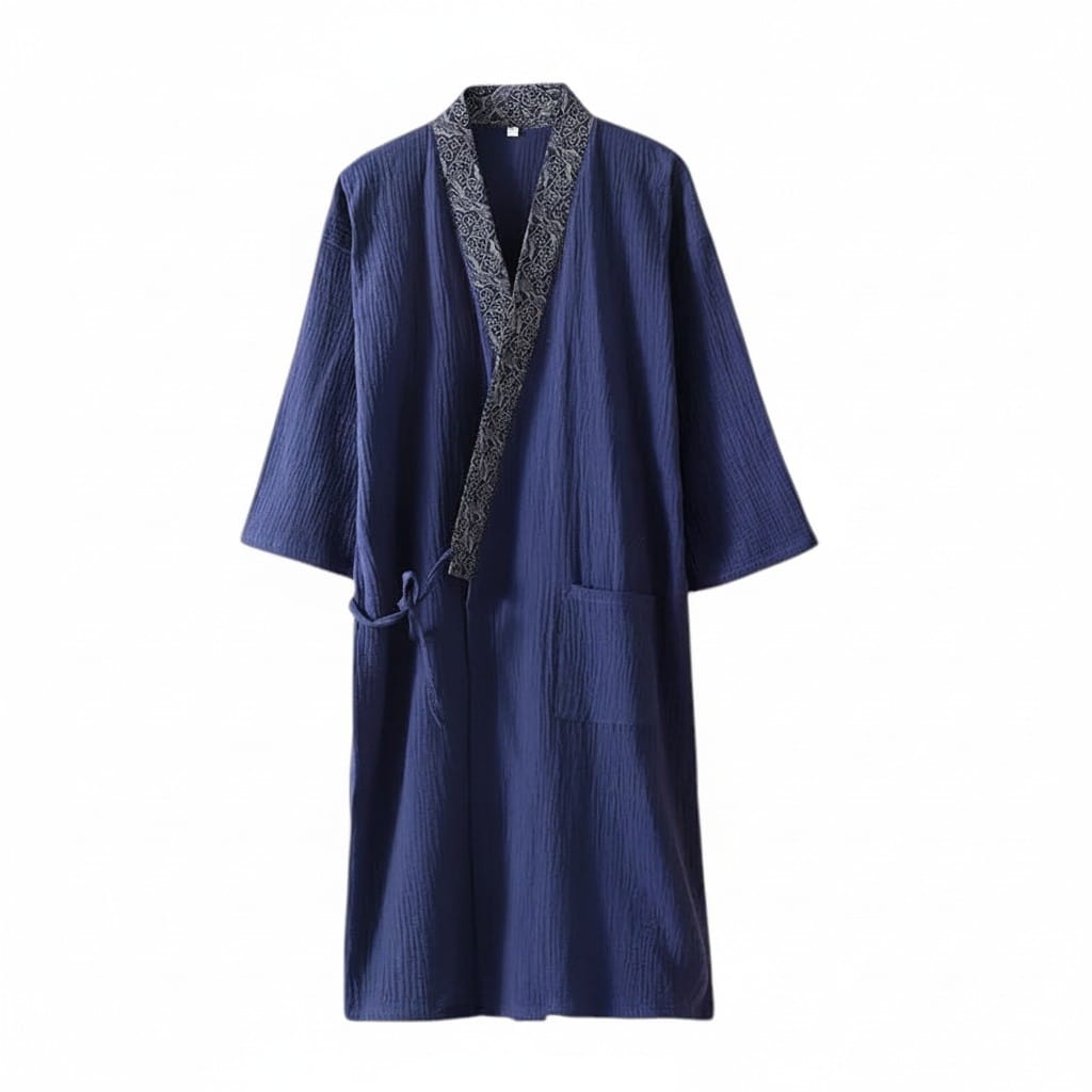 Kimono Japonais Homme Coton Uni Mi-Long Confort
