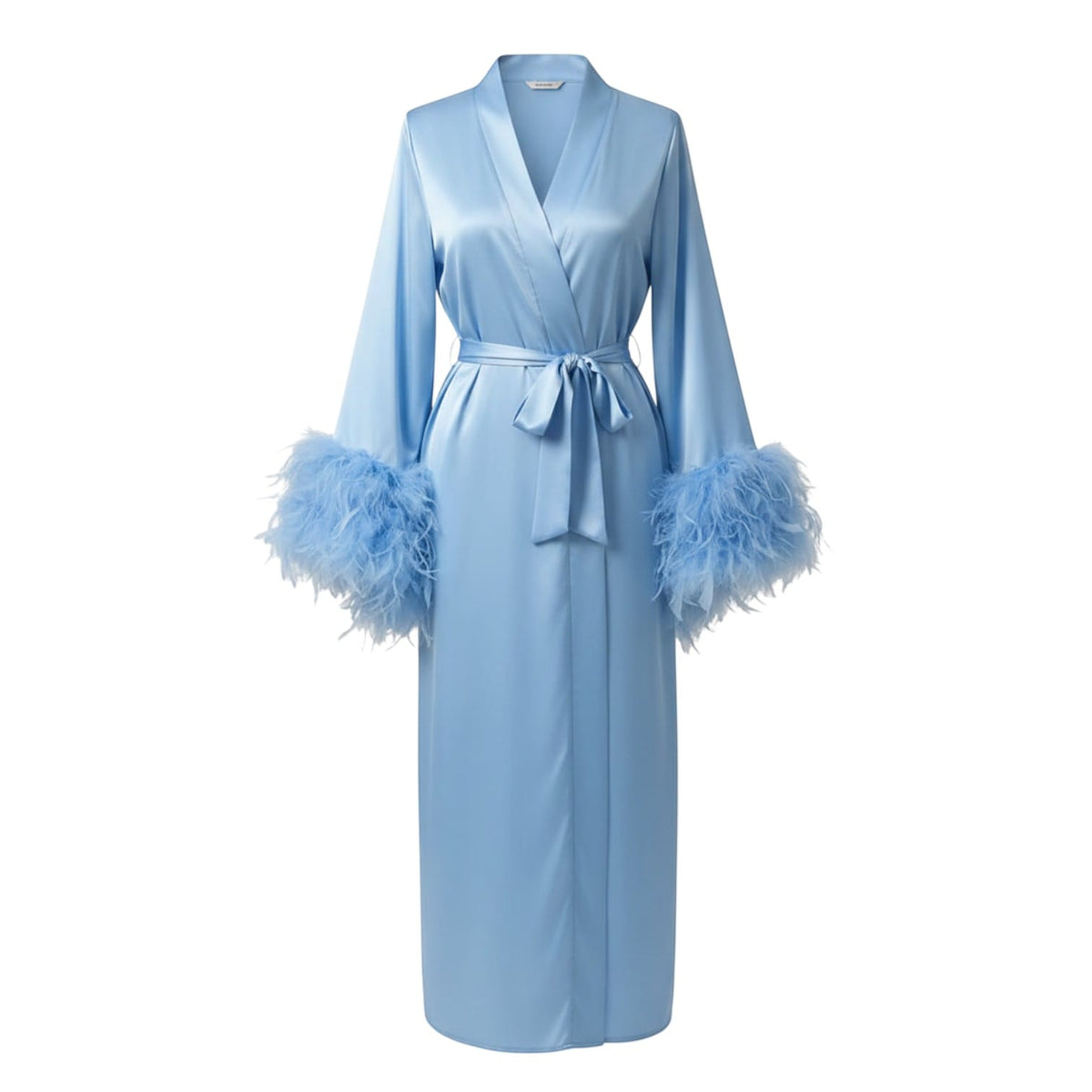 Kimono Satin Femme à Plumes Longueur Sol | Le Monde du Peignoir