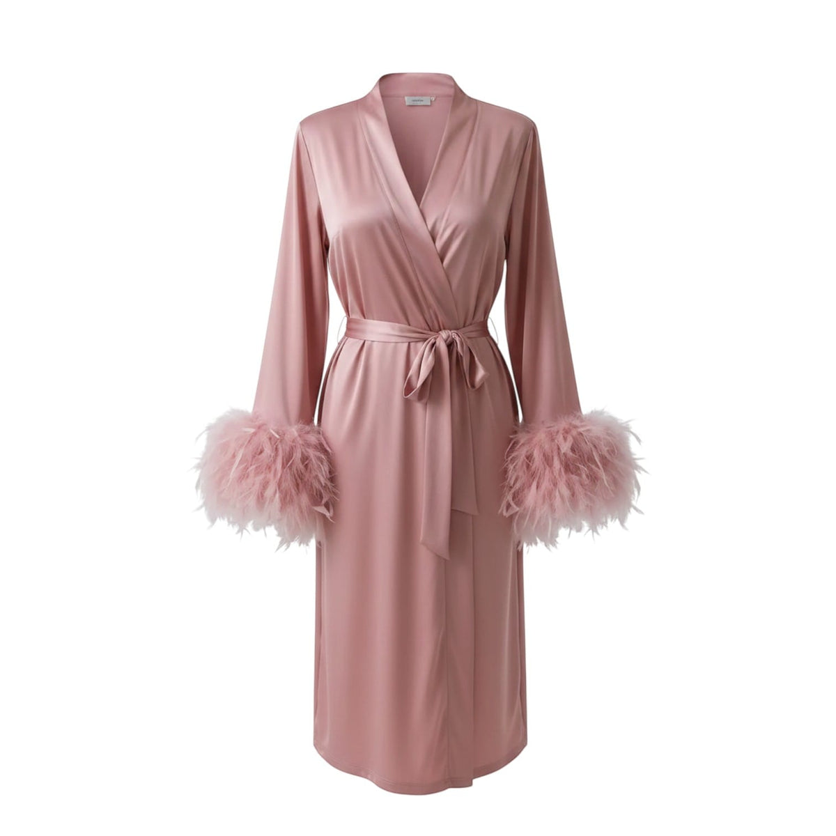 Kimono Satin Femme à Plumes Longueur Sol | Le Monde du Peignoir