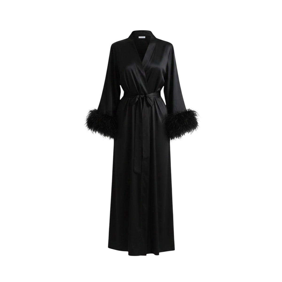 Kimono Satin Femme à Plumes Longueur Sol | Le Monde du Peignoir