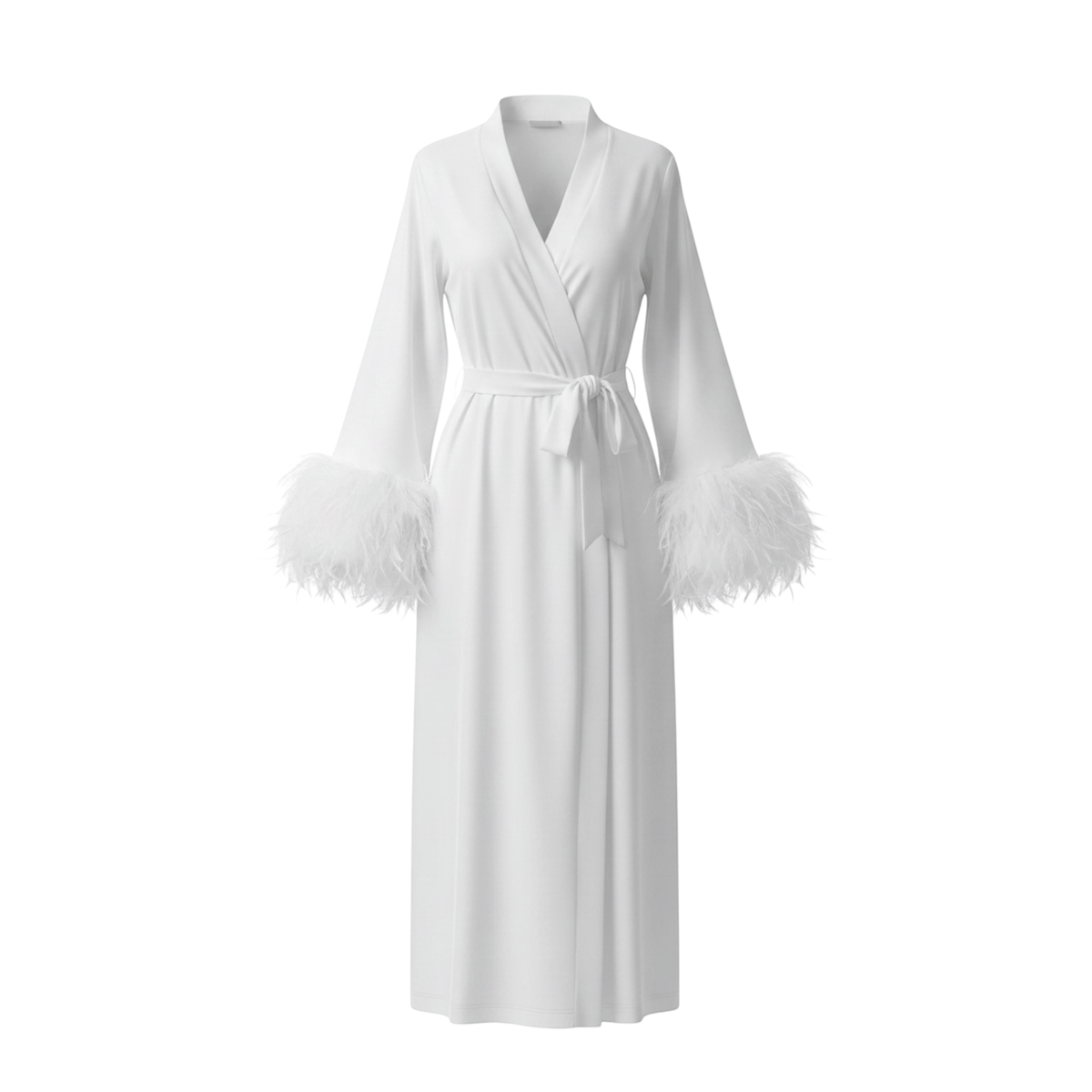 Kimono Satin Femme à Plumes Longueur Sol | Le Monde du Peignoir