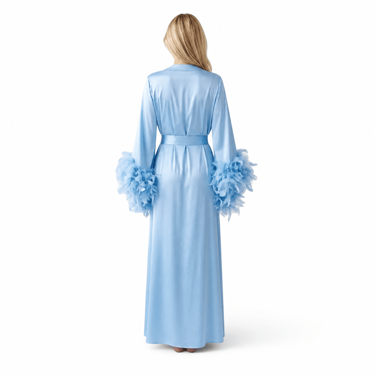Kimono Satin Femme à Plumes Longueur Sol | Le Monde du Peignoir