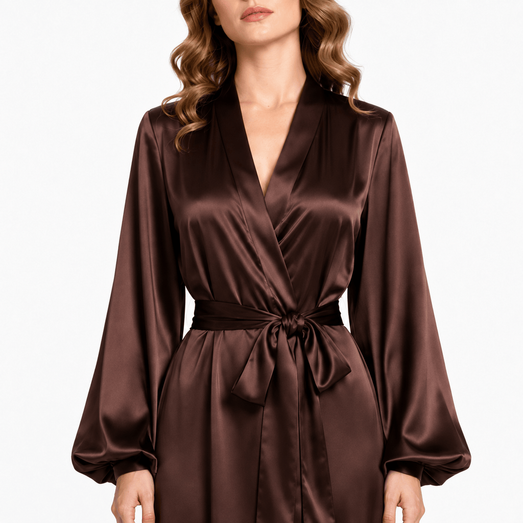 Kimono Satin Femme Manches Bouffantes | Le Monde du Peignoir