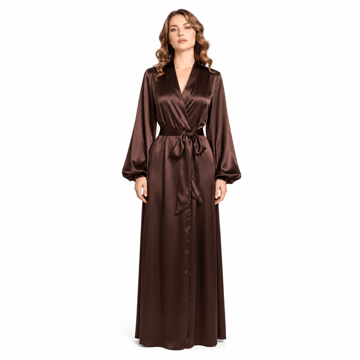 Kimono Satin Femme Manches Bouffantes | Le Monde du Peignoir