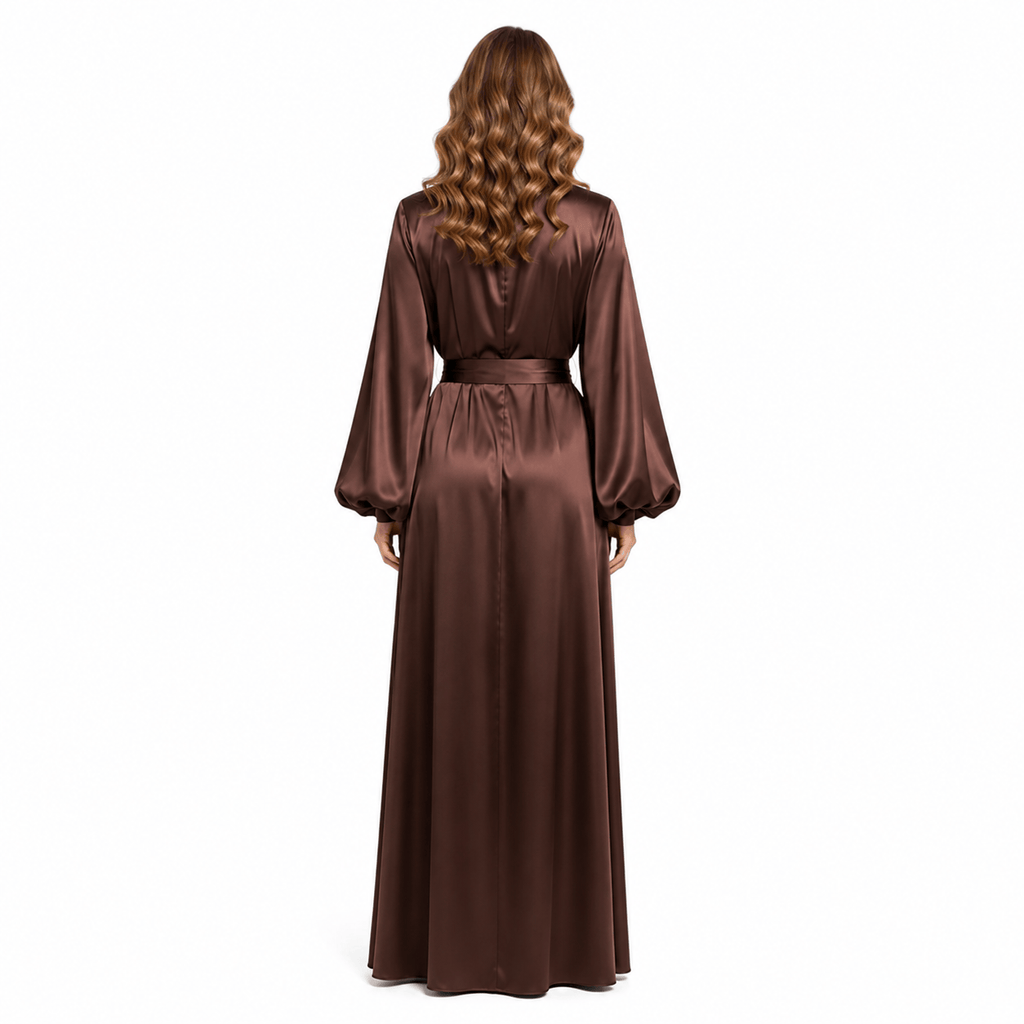 Kimono Satin Femme Manches Bouffantes | Le Monde du Peignoir