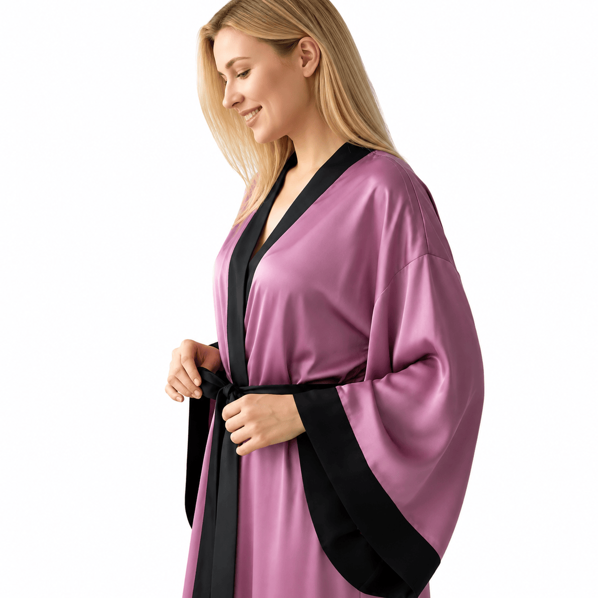 Kimono Satin Femme Manches Larges Style Mariée | Le Monde du Peignoir