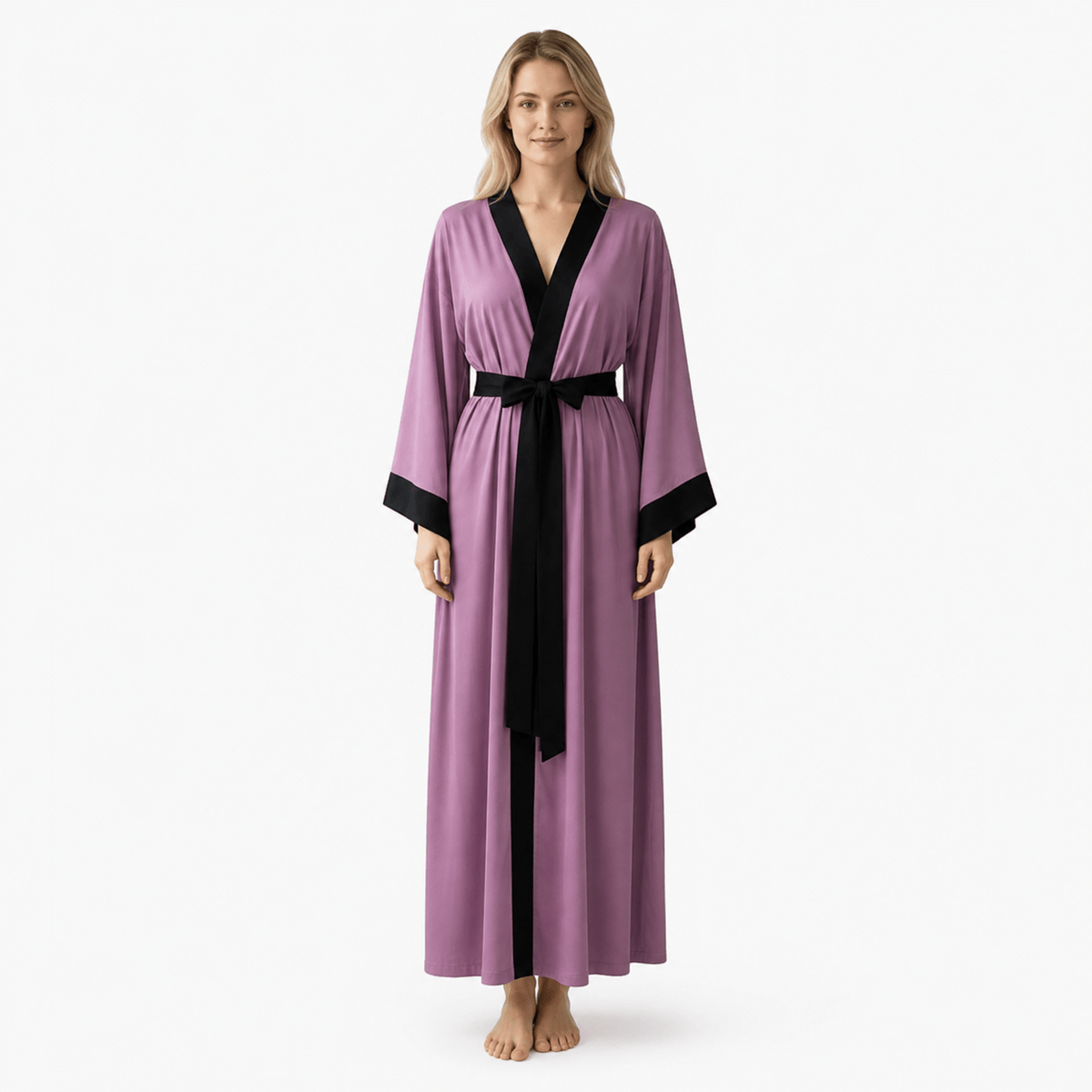 Kimono Satin Femme Manches Larges Style Mariée | Le Monde du Peignoir
