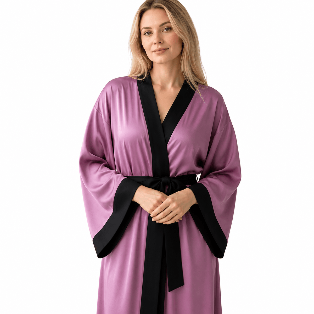 Kimono Satin Femme Manches Larges Style Mariée | Le Monde du Peignoir