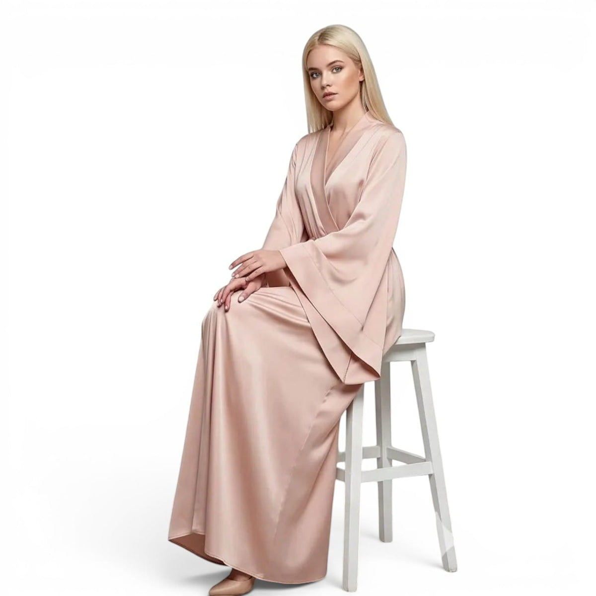 Kimono Satin Femme Style Mariée Longueur Sol | Le Monde du Peignoir