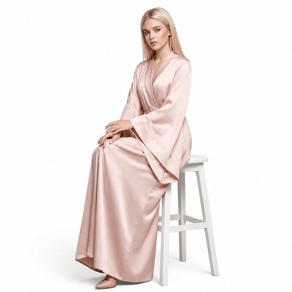 Kimono Satin Femme Style Mariée Longueur Sol | Le Monde du Peignoir