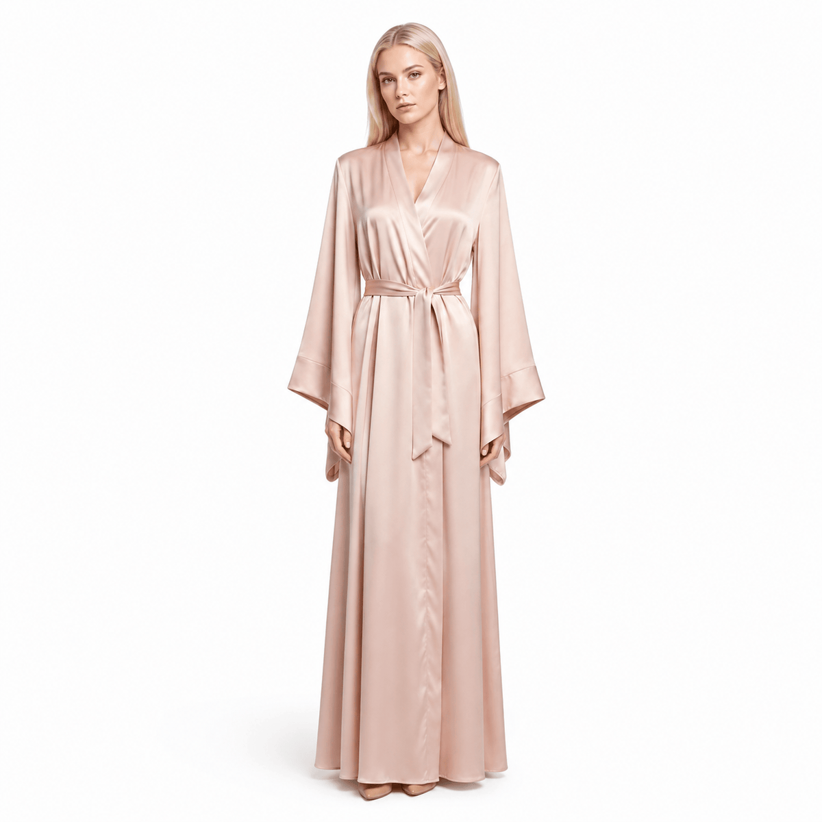Kimono Satin Femme Style Mariée Longueur Sol | Le Monde du Peignoir