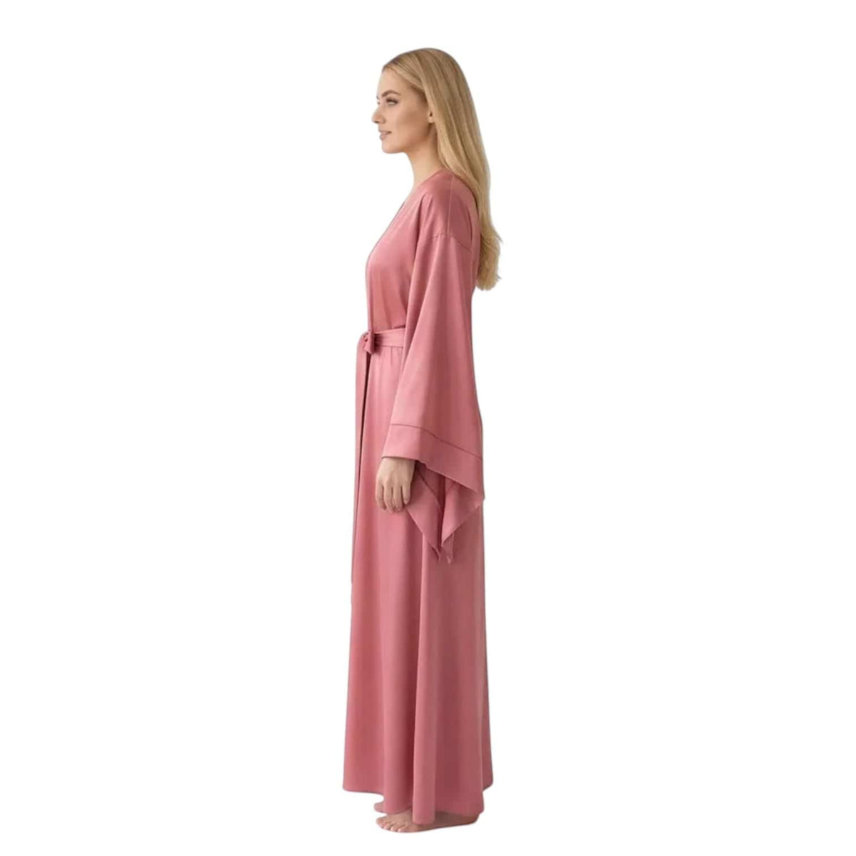Kimono Satin Rose Femme Longueur Sol | Le Monde du Peignoir
