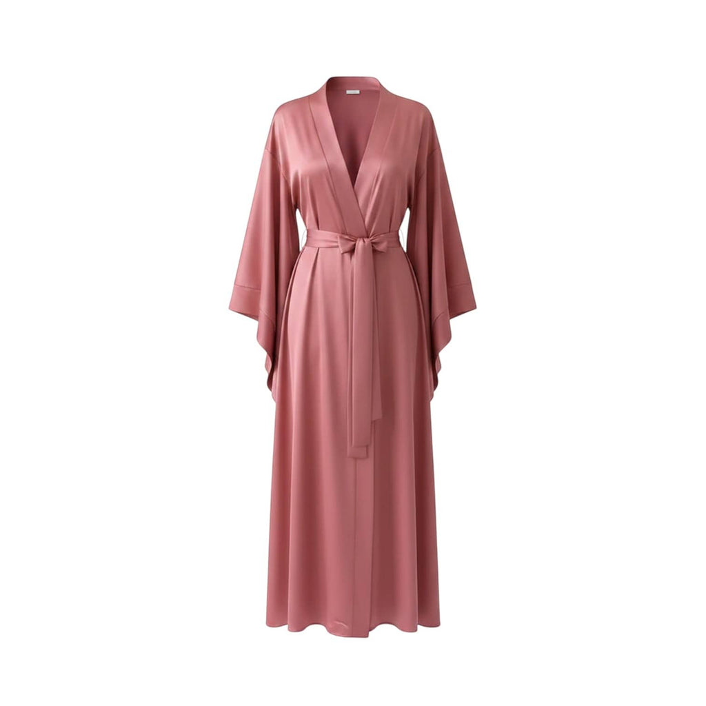 Kimono Satin Rose Femme Longueur Sol | Le Monde du Peignoir