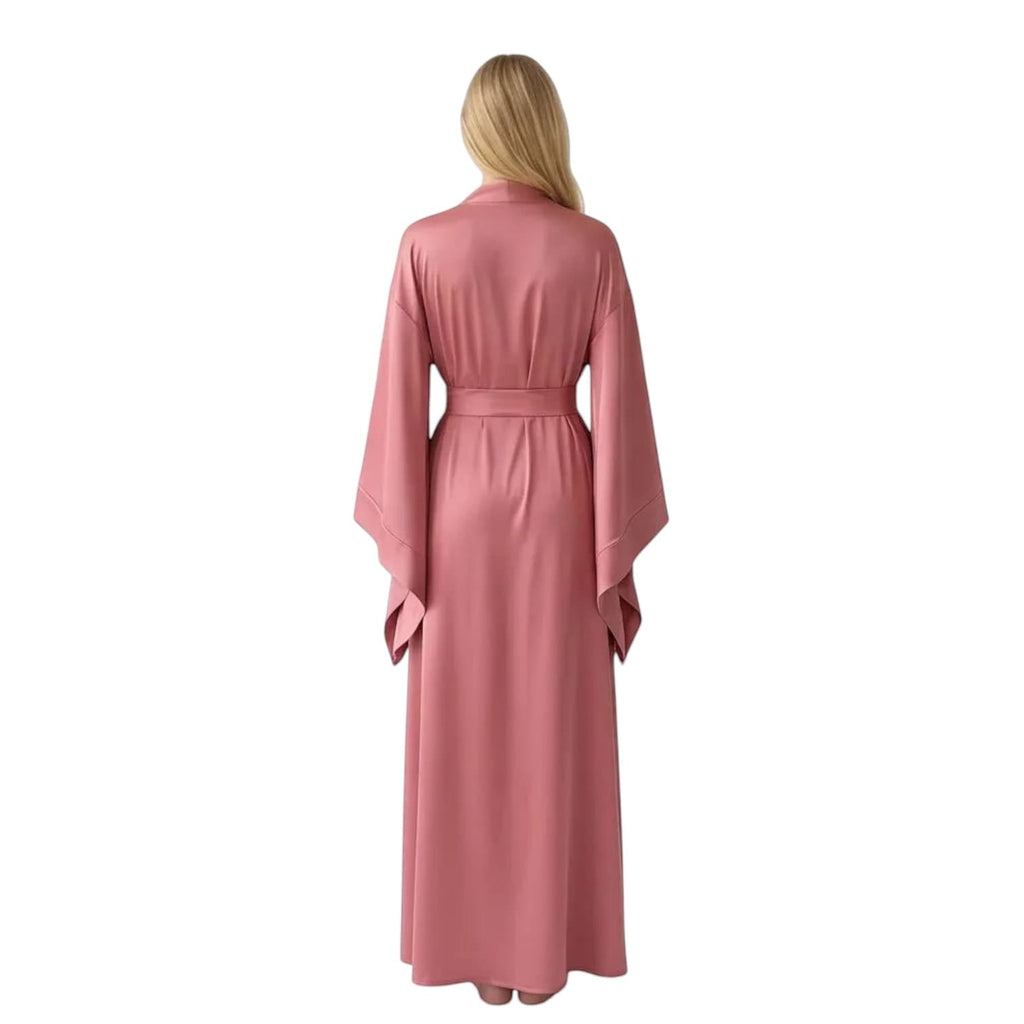 Kimono Satin Rose Femme Longueur Sol | Le Monde du Peignoir