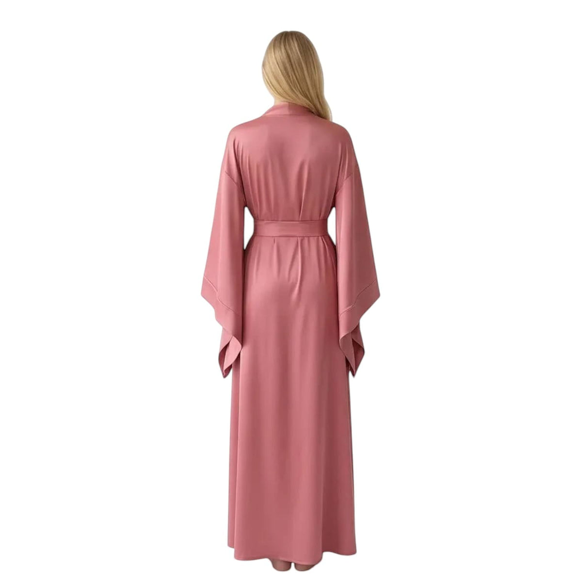 Kimono Satin Rose Femme Longueur Sol | Le Monde du Peignoir