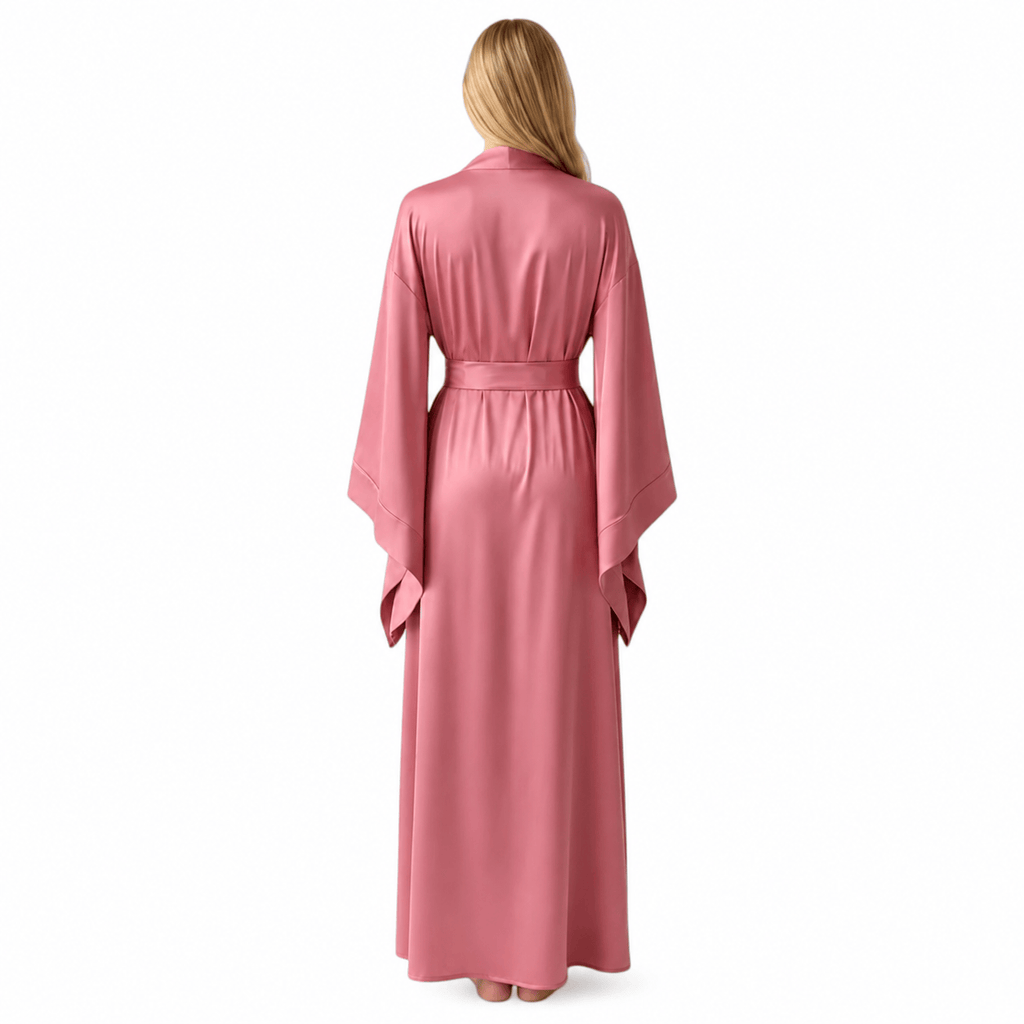 Kimono Satin Rose Femme Longueur Sol | Le Monde du Peignoir