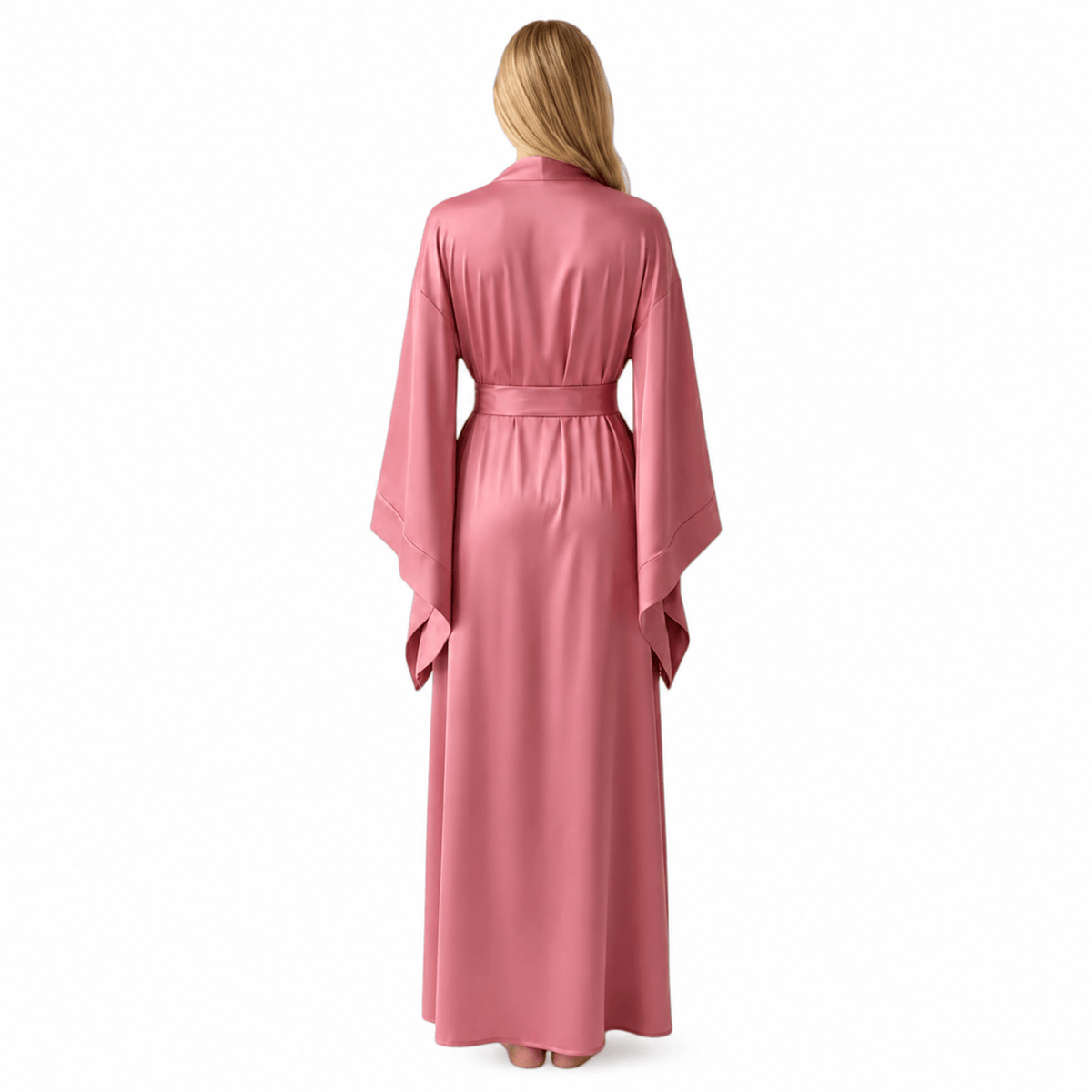 Kimono Satin Rose Femme Longueur Sol | Le Monde du Peignoir