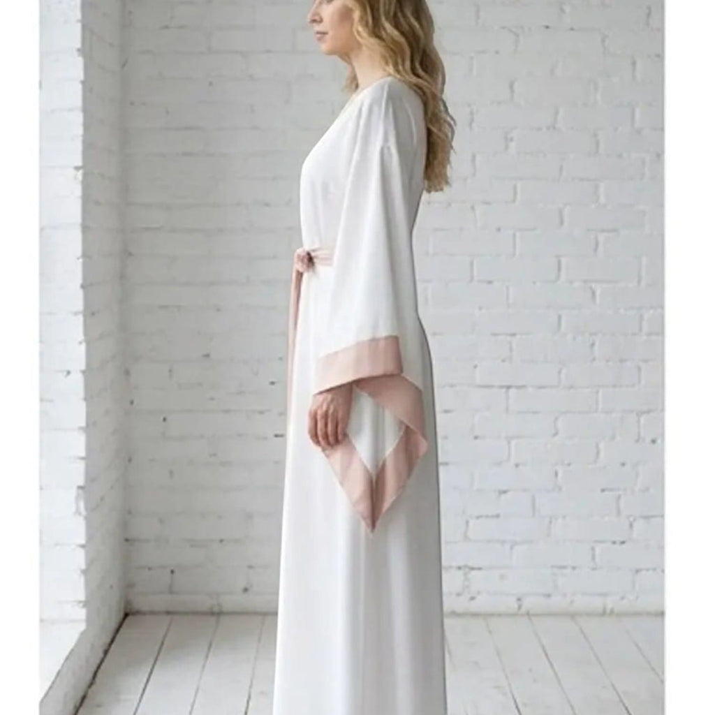 Kimono Soie Ivoire Femme Longueur Sol Mariage | Le Monde du Peignoir