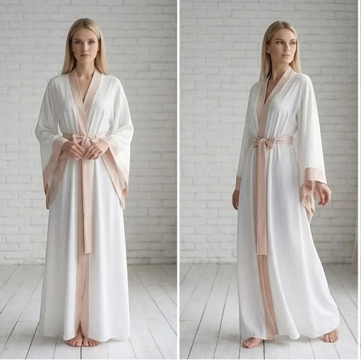 Kimono Soie Ivoire Femme Longueur Sol Mariage | Le Monde du Peignoir