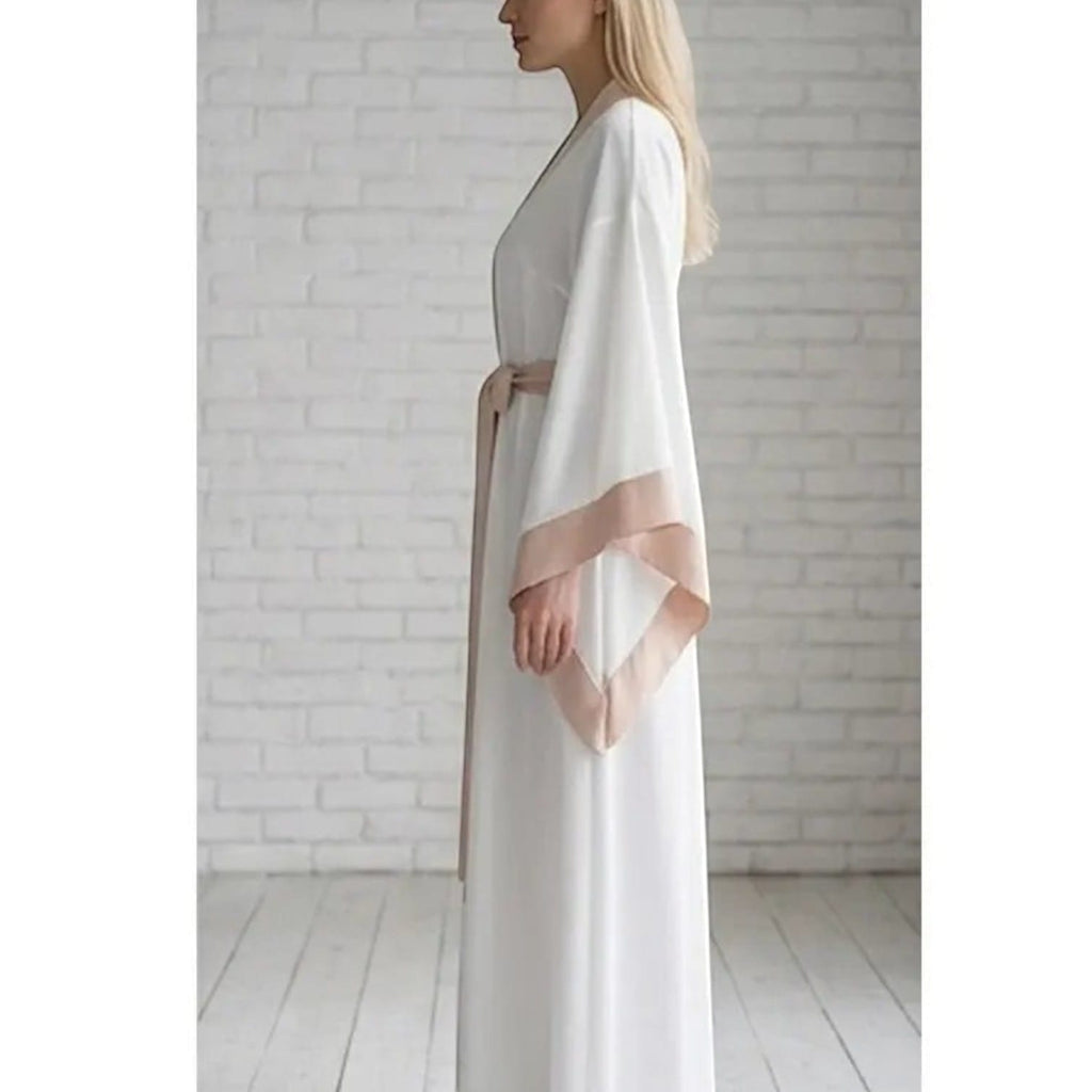 Kimono Soie Ivoire Femme Longueur Sol Mariage | Le Monde du Peignoir