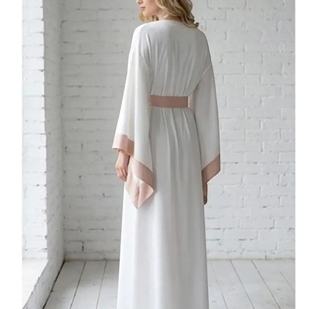 Kimono Soie Ivoire Femme Longueur Sol Mariage | Le Monde du Peignoir