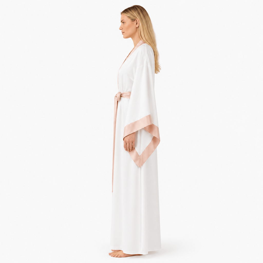 Kimono Soie Ivoire Femme Longueur Sol Mariage | Le Monde du Peignoir