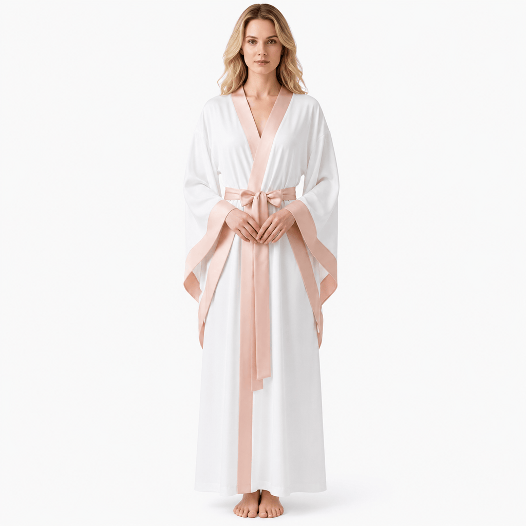 Kimono Soie Ivoire Femme Longueur Sol Mariage | Le Monde du Peignoir