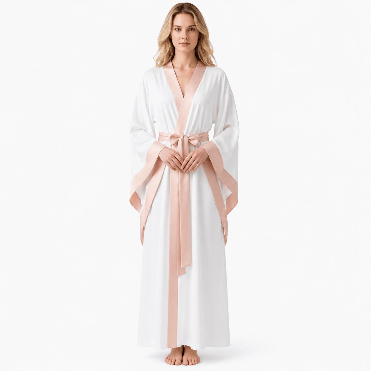 Kimono Soie Ivoire Femme Longueur Sol Mariage | Le Monde du Peignoir
