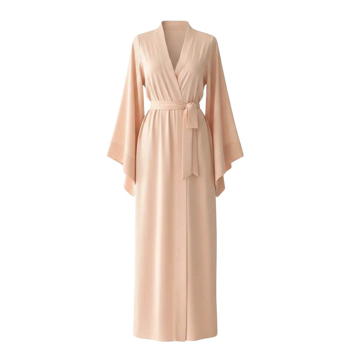Kimono Soie Satin Femme Beige Longueur Sol | Le Monde du Peignoir