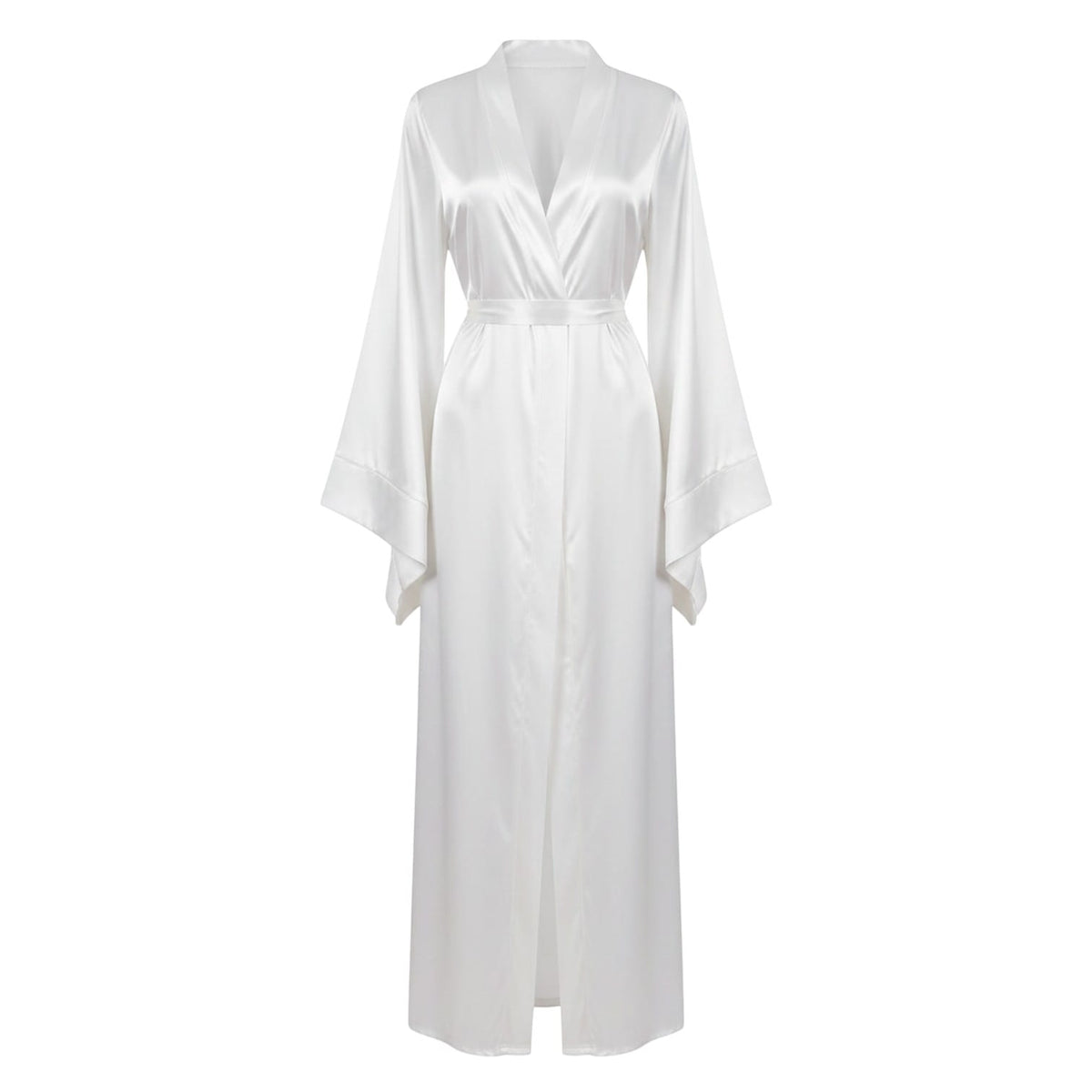 Kimono Soie Satin Femme Beige Longueur Sol | Le Monde du Peignoir