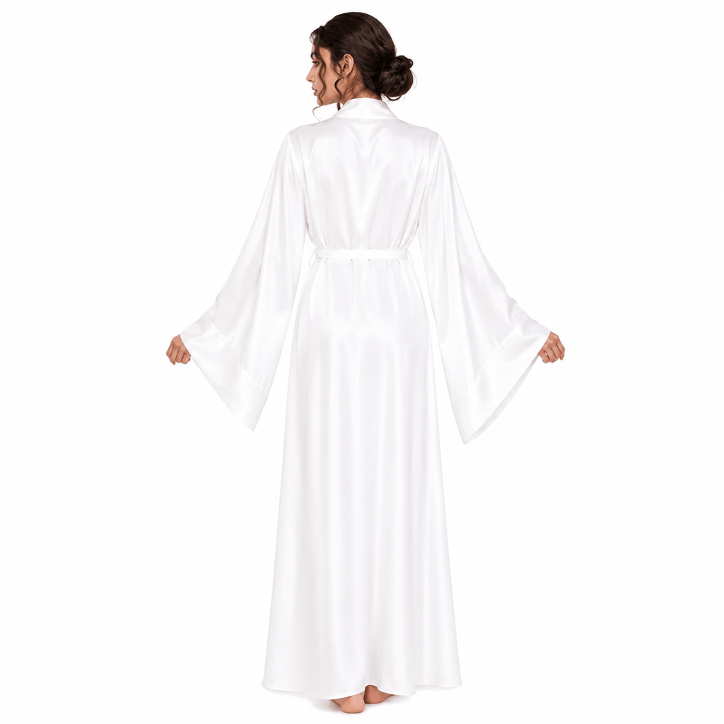 Kimono Soie Satin Femme Beige Longueur Sol | Le Monde du Peignoir